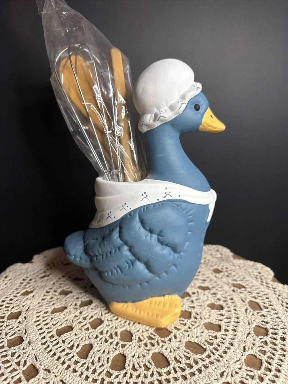 Duck Utensil Holder - Blue Ceramic Kitchen Organizer